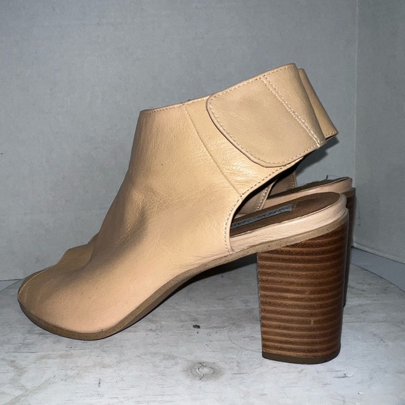 Steve Madden Nonstp Open Toe Leather Heel Shooties Tan Beige Womens Size 10 - Picture 4 of 12